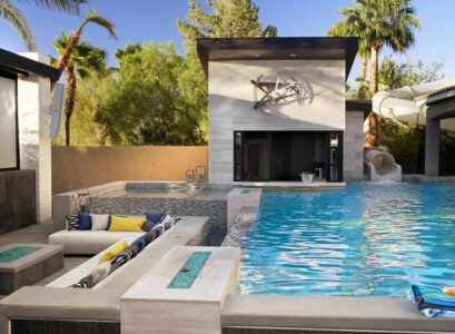 piscine de jardin de luxe bain à remous-coin-salon-toboggan